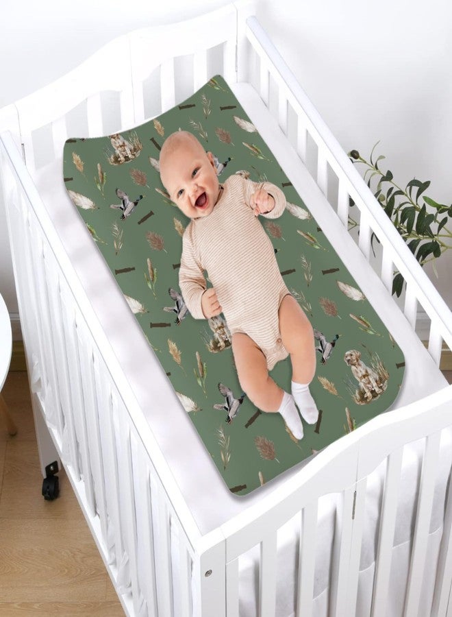 KASTLEE Wild Duck Hunting Hunter Baby Changing Pad Cover for Boy Girl 32''x16'' Mallard Duck Reeds Feathers Unisex Fitted Diaper Change Table Sheets Wild Animal Soft Breathable Nursery Changing Table Mats - Image 4